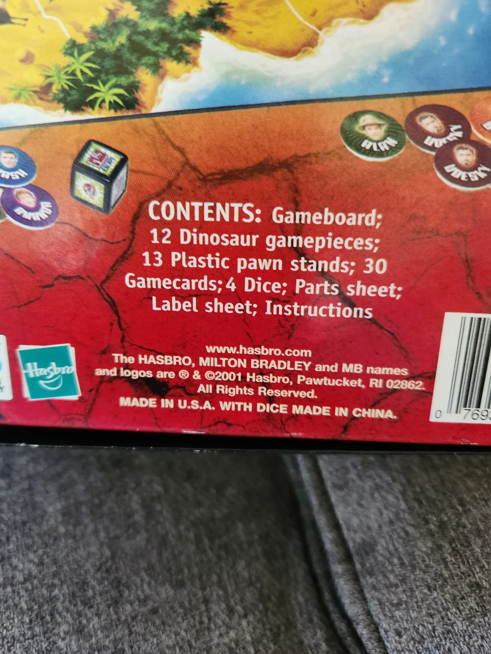 Jurassic Park 3 Board Game Missing 1 Dinosaur & 1 Playing Card Pictured ^